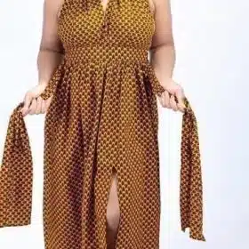 Alisia Infinity Maxi Dress in Mustard African Print