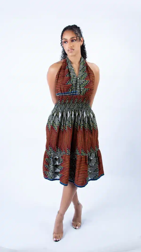 Beautiful Browning Sweetie Ankara Halter Swing Dress