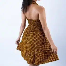 Beautiful Mustard Ankara Sweetie Halter Swing Dress