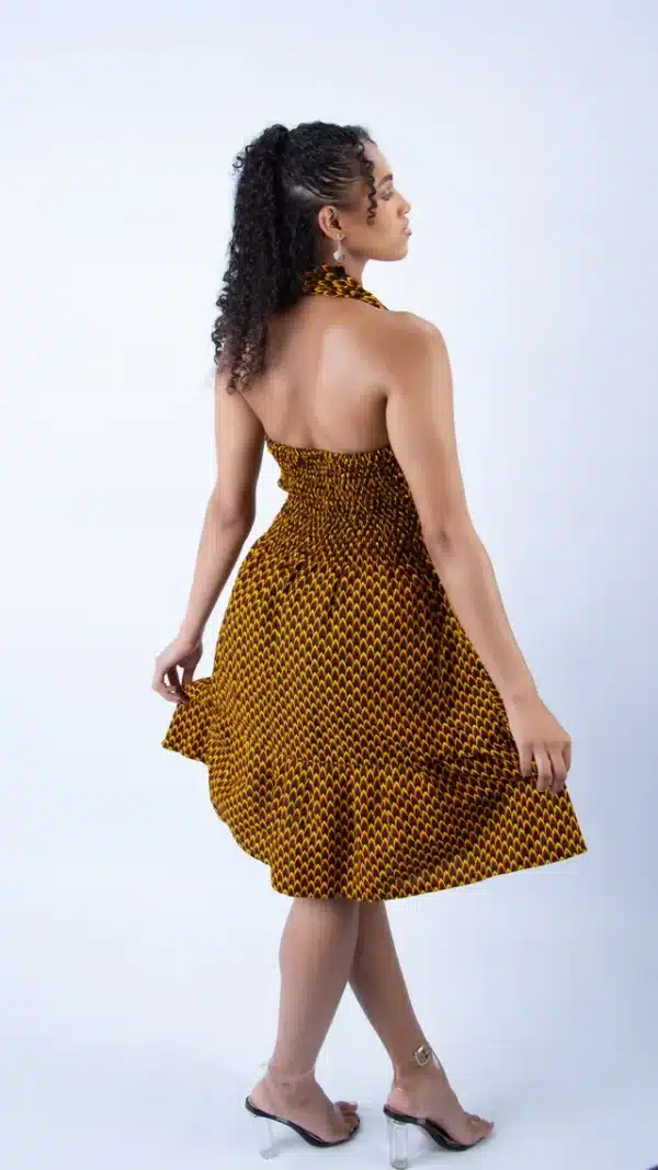 Beautiful Mustard Ankara Sweetie Halter Swing Dress