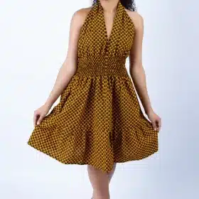 Beautiful Mustard Ankara Sweetie Halter Swing Dress
