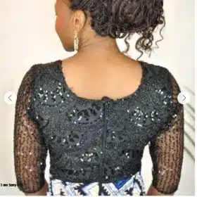 Beautiful White & Blue Checkered Ankara Puffy Sleeve Dress