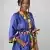 Blue & African Kente Print Satin Kimono Robe