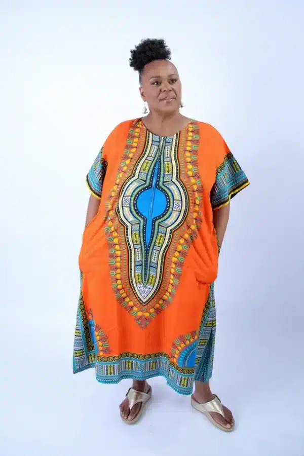 Dashiki Kaftan Zip Front Maxi Dress