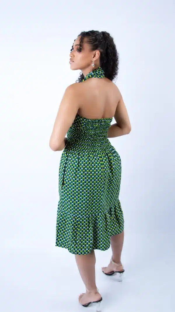 Gorgeous Green Ankara Sweetie Halter Neck Swing Dress