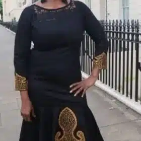 Hasina Black and Gold Embroidery Mermaid Dress