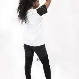 Origin and Tribe Royal Gold Dust Faux Leather women Tee