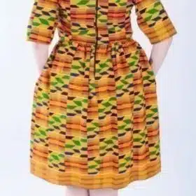 Sally Kente Collared Quarter Sleeve A-line Dress