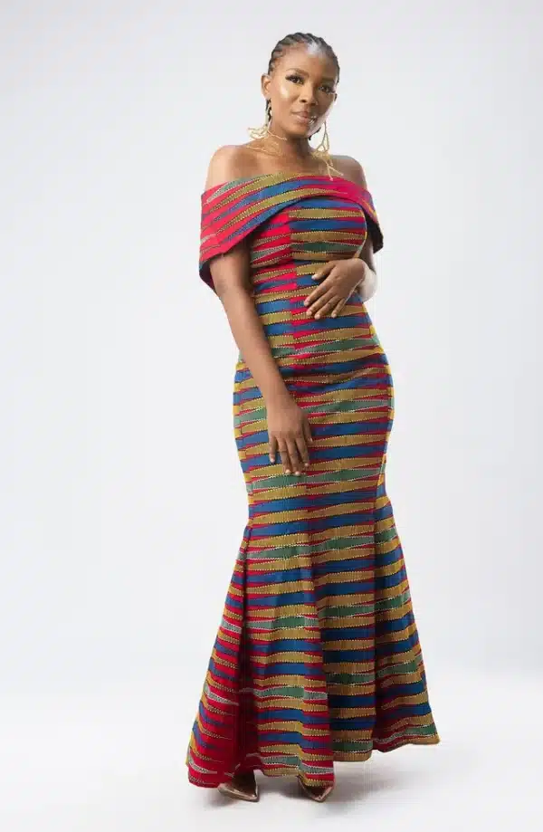Stunning Off-shoulder Colourful Ankara Mermaid Dress