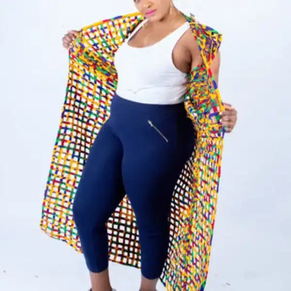 Stunning Woven Sleeveless Kimono, a Striking Piece