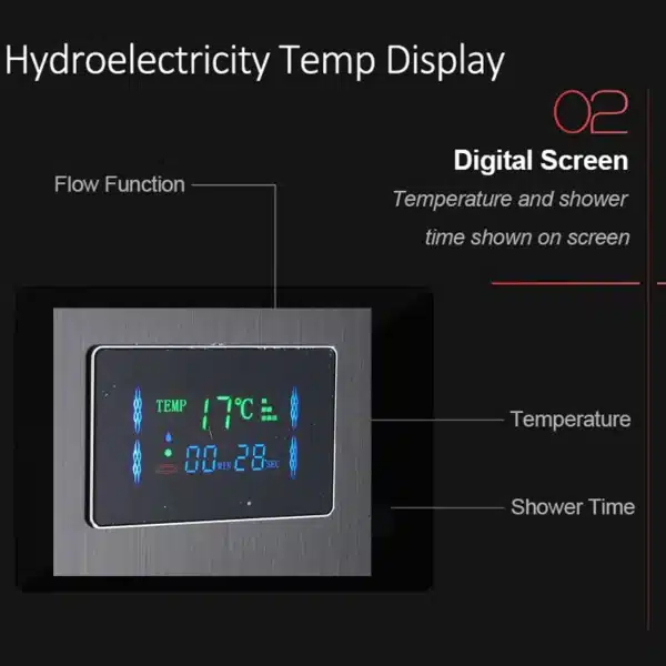 LED Shower Panel Tower System Rain Waterfall Shower Column Hydroelectricity LCD Display With Massage Body Spa Bath Shower Faucet - Image 6