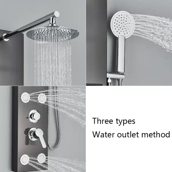 Shower Panel Rainfall Shower Faucet Set SPA Massage Jet Bath Shower Column Double Handle Mixer Tap Tower With Storage Rack - Image 4