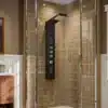 Voltsify Modern Exposed Shower Tower Panel Black, 20cm W x 6.5cm D x 135cm H