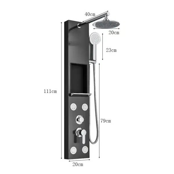 Shower Panel Rainfall Shower Faucet Set SPA Massage Jet Bath Shower Column Double Handle Mixer Tap Tower With Storage Rack