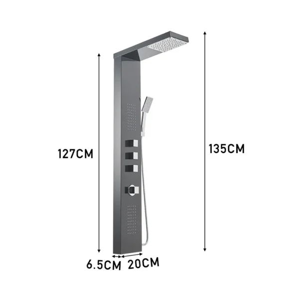 Voltsify Modern Exposed Shower Tower Panel Black, 20cm W x 6.5cm D x 135cm H - Image 8