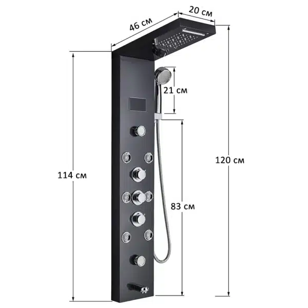 LED Shower Panel Tower System Rain Waterfall Shower Column Hydroelectricity LCD Display With Massage Body Spa Bath Shower Faucet - Image 3