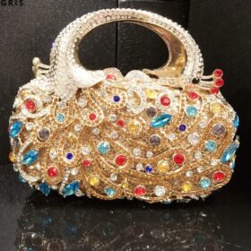 Anike - Multicolored Crystal Embellished Handle Evening Bag