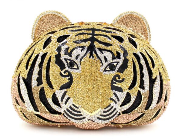 Mandy - Crystal Tiger Head Shaped Evening Clutch